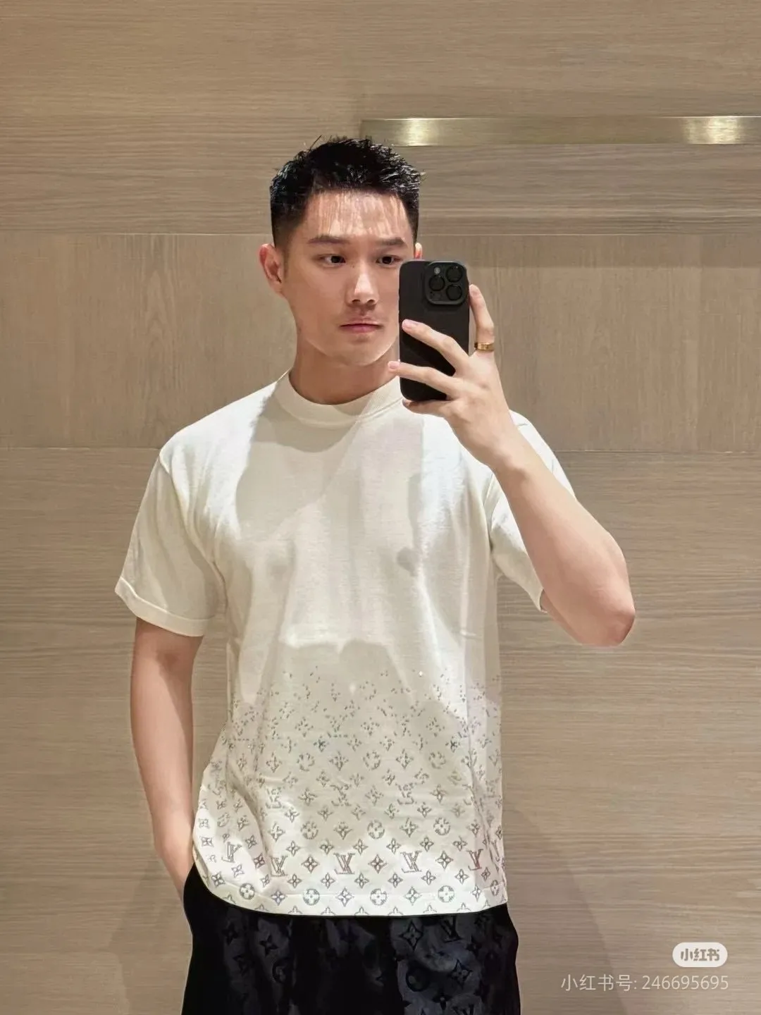 Louis Vuitton/Louis Vuitton 25ss gradient old flower diamond knitted short sleeves